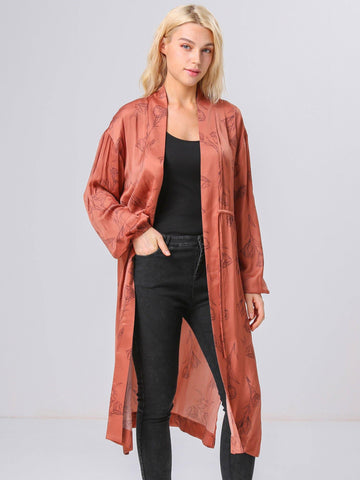 Floral Print Satin Robe - Shopmossrose